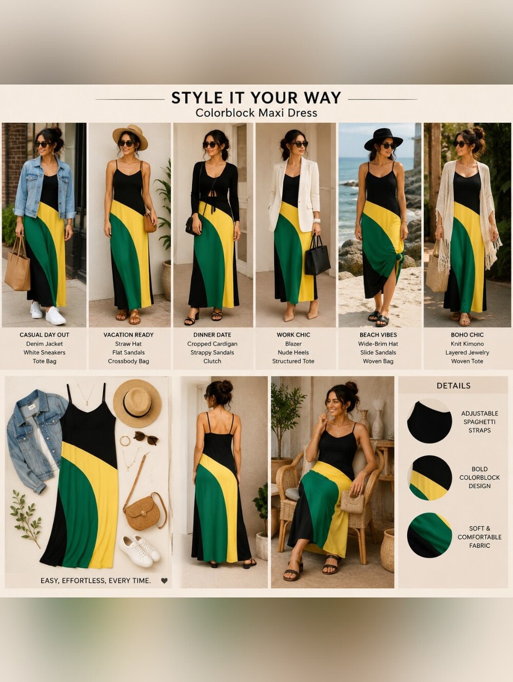 NWT Colorblock Maxi Dress – Women's Dress – New With Tags